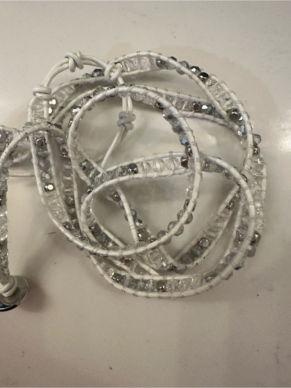 Victoria Emerson White and Silver Multi‑Wrap Bracelet